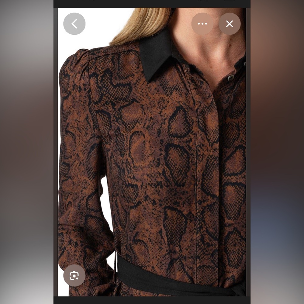 Saint & Sophia Brown Jacqueline Leopard Shirt Maxi Dress, sz 2 - Picture 3 of 9